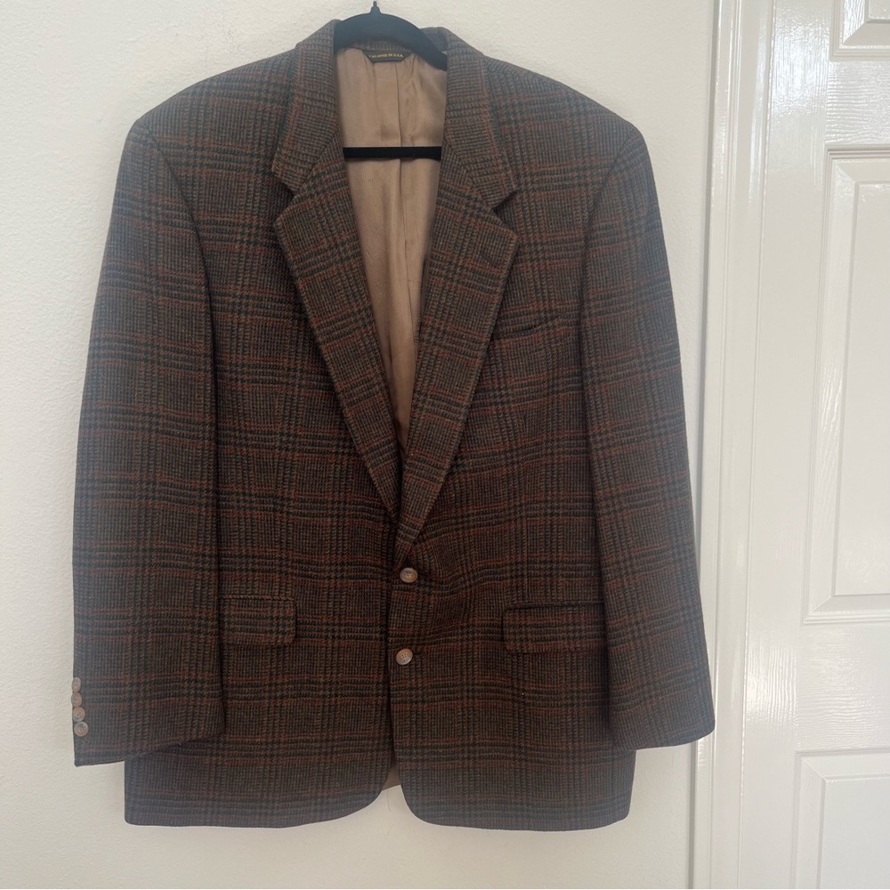 NWOT VTG Austin Reed London England Virgin Wool Tweed Blazer 46L (48) 2 button